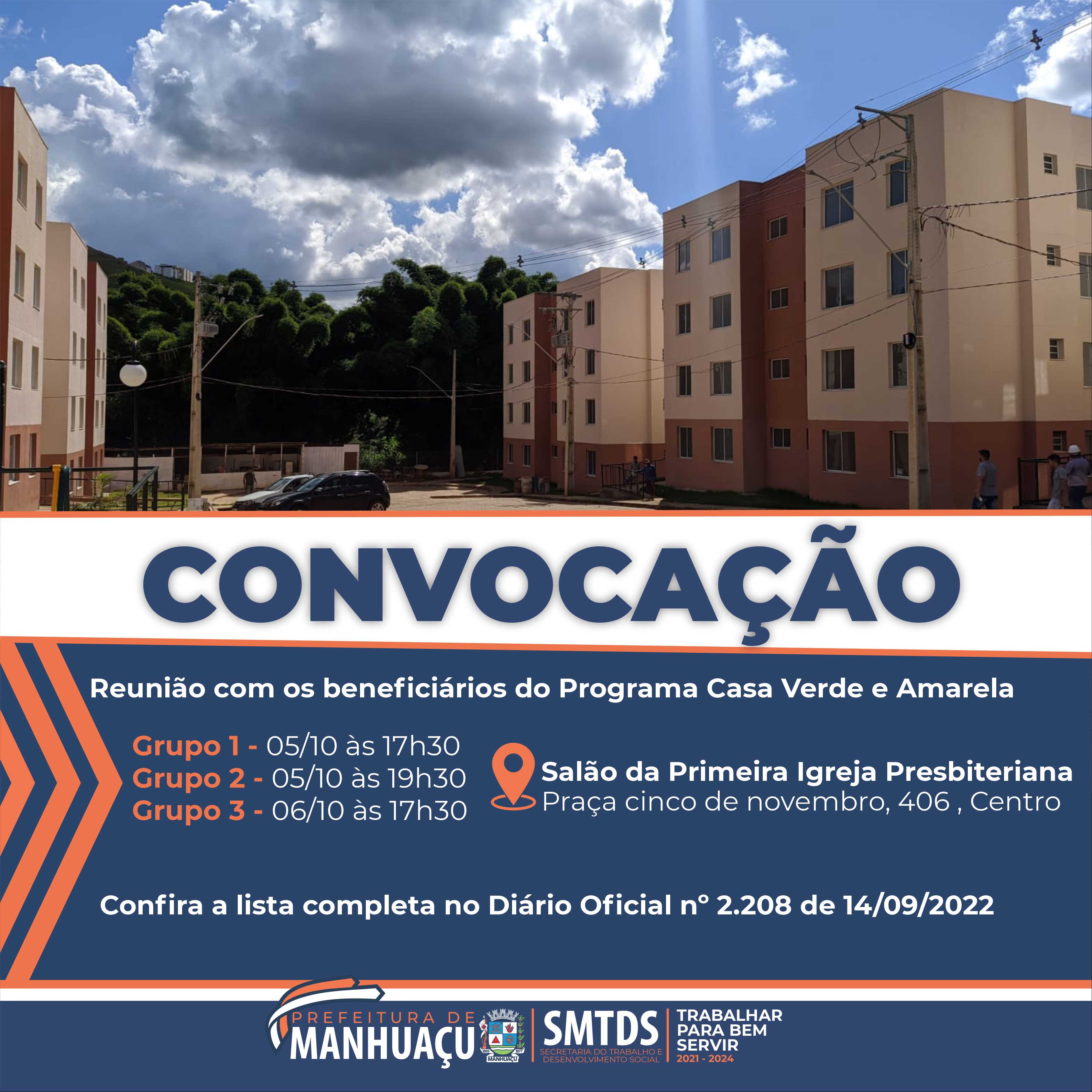 Prefeitura Municipal de Manhuaçu SMTDS convoca beneficiários do Casa